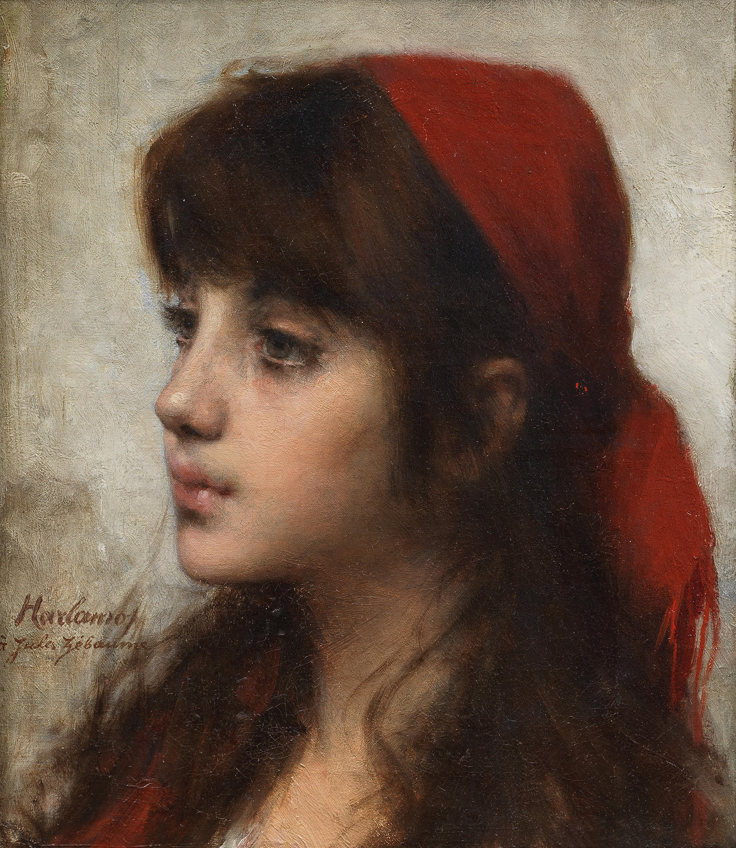 Young beauty in a scarlet shawl